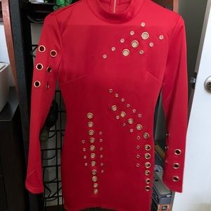 Cute unique red button style dress